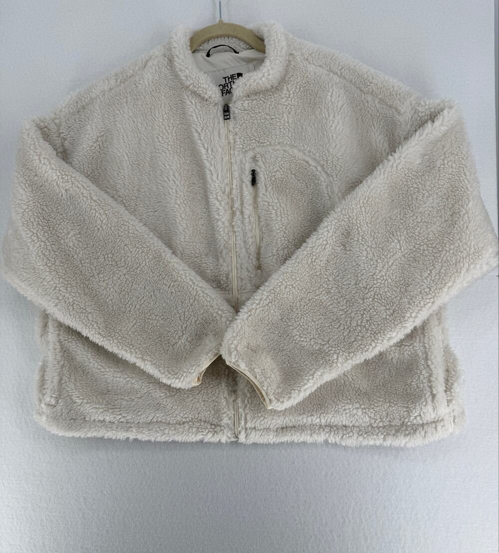 The North Face Sherpa Fleece Jacket Womens XXL Cream Full Zip High Pile NWOT